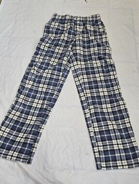 Derek Heart Men's Plaid Pajama Pants XS Blue Faux Button Fly Star